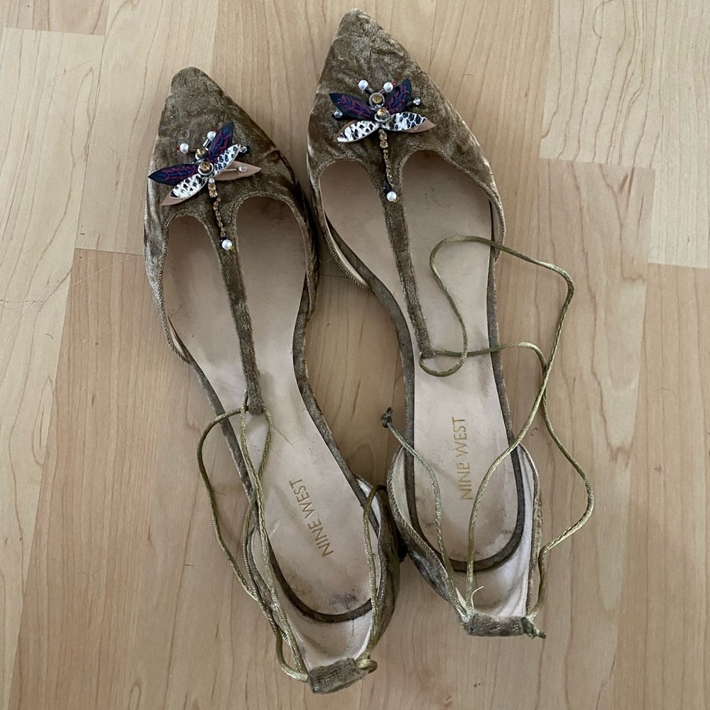 Nine West Velvet Ballet Flats